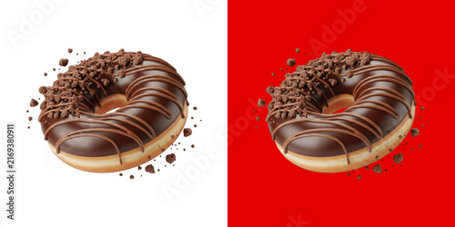 Glazed Chocolate Donut with Crumbles and Drizzle transparent png