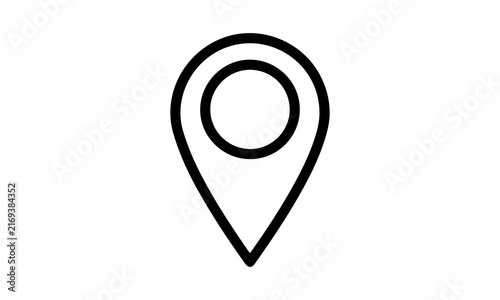 Minimalist map pointer icon or location pin symbol isolated on white background