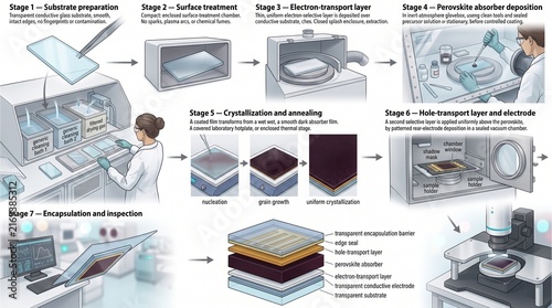 Semiconductor manufacturing process stages in a laboratory setting  