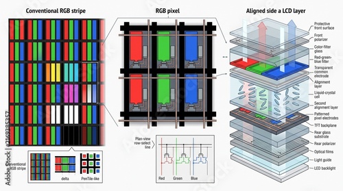 Diagram of RGB Pixel Structure and Alignment in LED Technology  