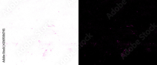 Abstract purple paint splatter texture, split black and white background, artistic ink droplets for graphic design