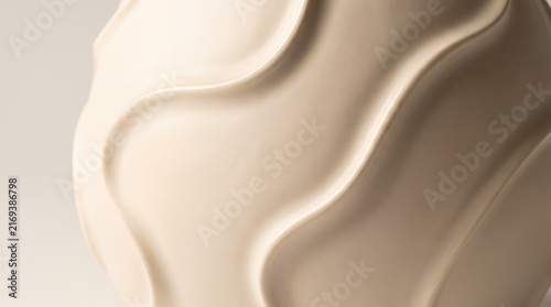 Sculptural Ivory Ceramic Surface with Organic Flowing Ridges