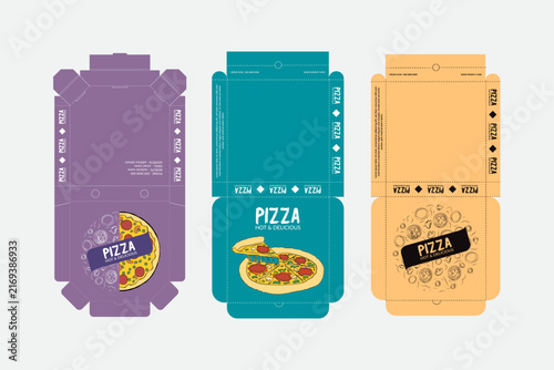 Pizza Box Packaging Template, Foldable Pizza Box Dieline, Food Delivery Box Design, Editable Vector Packaging Layout