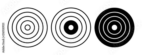 Concentric circles target icons outline solid styles, UI and web interface.