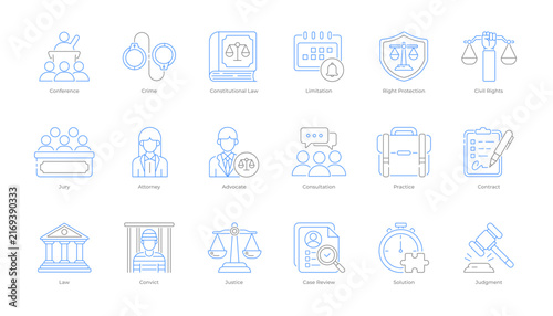 Foto Legal Justice Professional Vector Icon Pack Line Art Outline Illustration