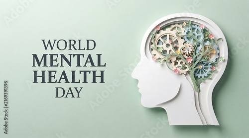 World mental health day concept with a human head filled with a forest