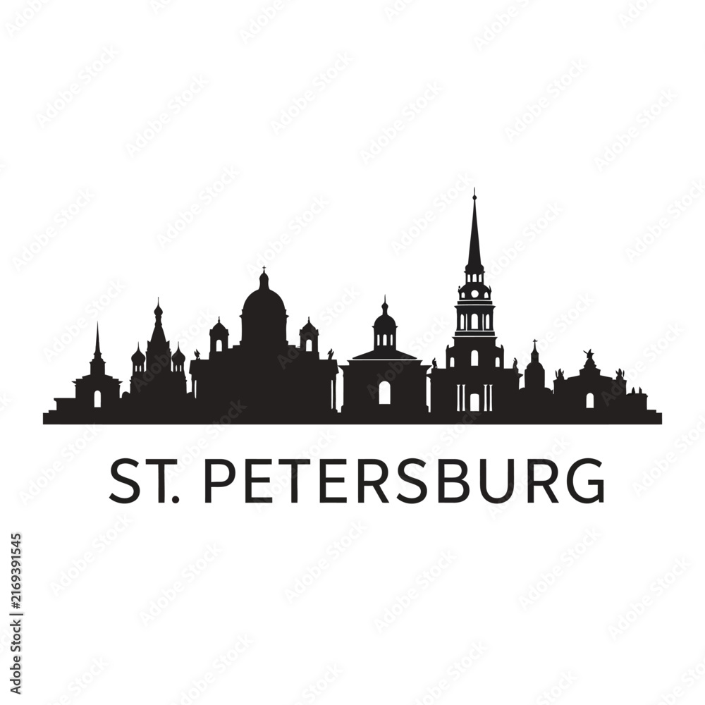 Fototapeta premium Saint Petersburg Cityscape Silhouette Vector Illustration