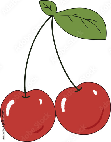 Cherries Flat Vector Illustration