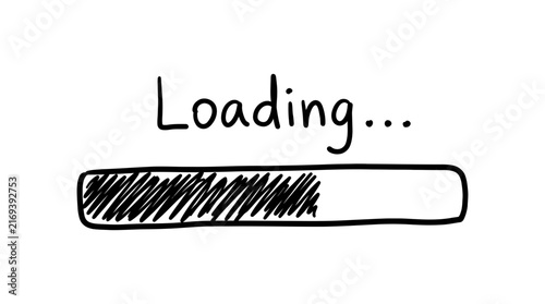 Hand-drawn loading bar vector graphic illustration featuring black sketched lines