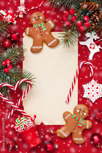 Christmas gift card with holiday composition