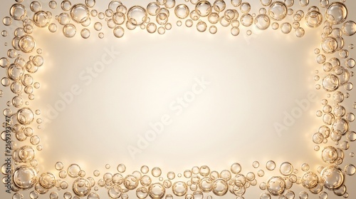 Bubbles forming a circular border on a warm beige background provide a refreshing and airy frame for content.
