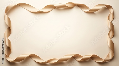 Ribbon border made of elegant beige silk curves creates a soft and sophisticated frame for custom text.