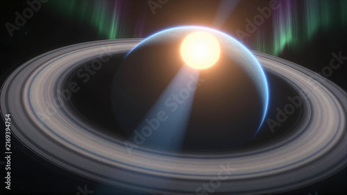 Dual-Sun Zenith Over Gas Giant with Iridescent Rings