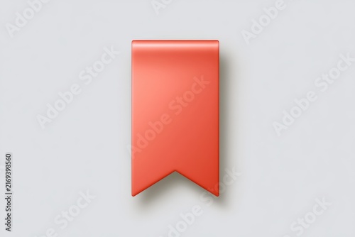 Coral 3D bookmark icon with shadow on white background