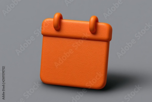 Textured orange calendar icon with looped rings on gray background