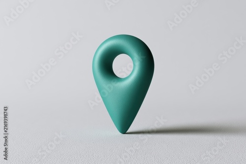 Teal location pin icon with 3D rounded design on neutral background