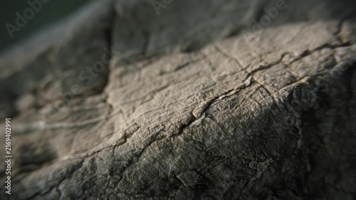 Weathered stone surface with moving sunlight