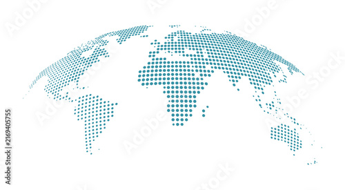 Foto World map with light blue line and dot pattern connected network, digital techno