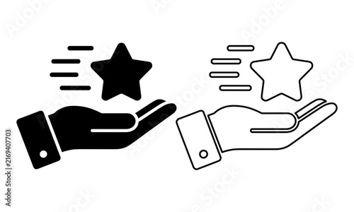 Cuadro en lienzo Professional vector icons showing a business hand catching a fast star symbol for excellence and premium service achievement