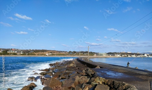 Canvastavla 開放感あふれる海岸と防波堤の絶景