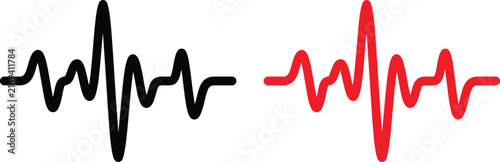 Black and red heart beat pulse vector