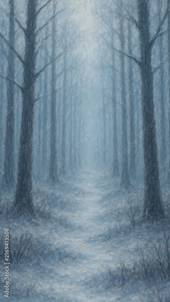 Fototapeta premium Mystical winter forest path mobile wallpaper
