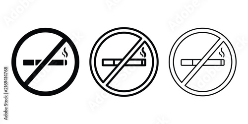 Bild auf Leinwand No Smoking Sign icon line art vector, bold outline and silhouette design