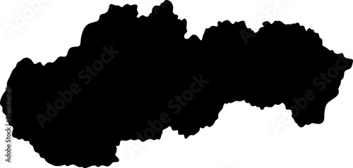Fotografie Solid black silhouette of the Slovak Republic geographical borders