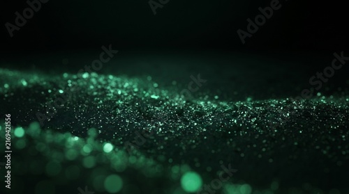Emerald Green Luminous Particle Dust Dark Background