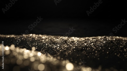 Champagne Gold Glitter Particle Floor with Black Copy Space