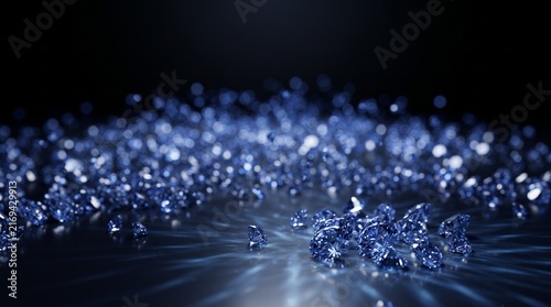 Blue Diamond Crystal Particle Field Luxury Background