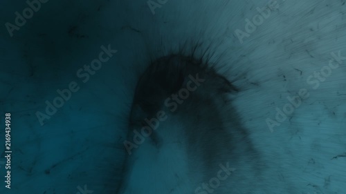 3d animation of a dragon in flight, ready to attack. Beast built from particles