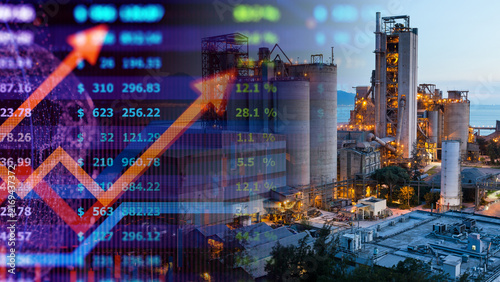 Fotografie Industrial heavy manufacturing facility investment and chemical plant economic market growth concept