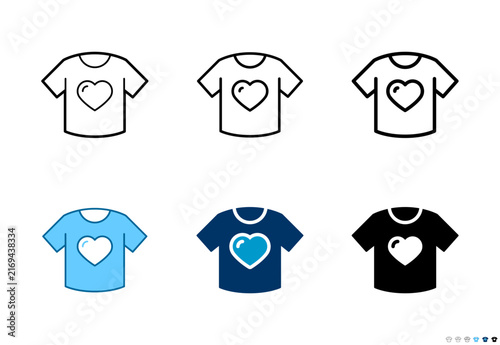 Clothes donation icons in outline and solid styles, Editable stroke.