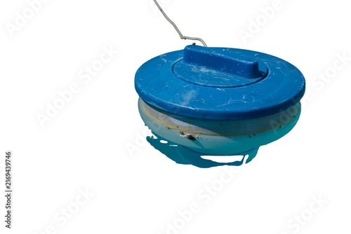 Canvastavla Blue floating pool chlorine dispenser isolated on a white background