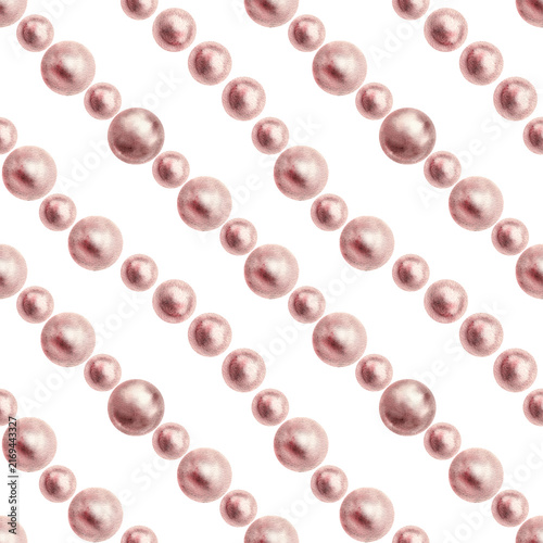 Obraz na płótnie Seamless pattern watercolor shiny pink pearls jewelry