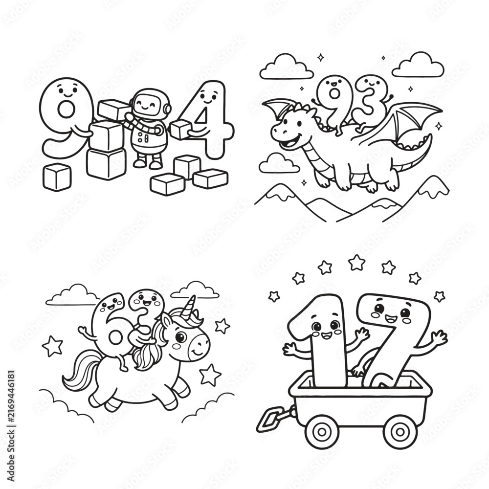 Fototapeta premium Cute cartoon animals with birthday hats and presents