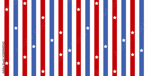 Patriotic Red and Blue Vertical Stripes With White Stars , American Flag Inspired Background for Fourth of July Celebration