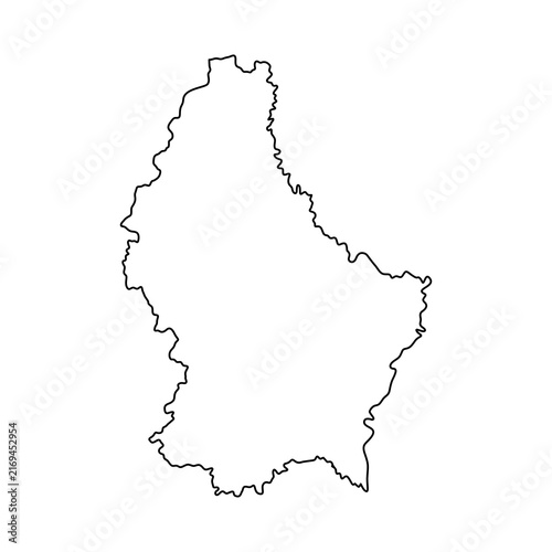 Luxembourg map outline with black border on white background