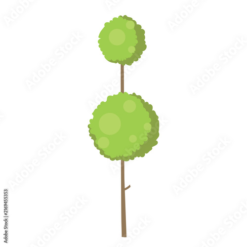 Double Ball Topiary Tree Isolated Vector 