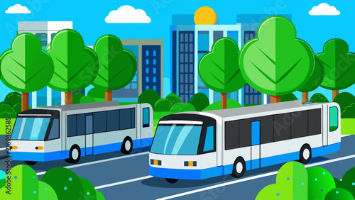 green bus in the city