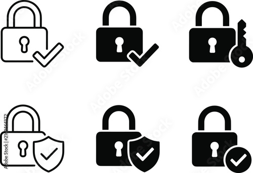 Professional Security Padlock and Lock Icon Set Vector Illustration for Cybersecurity Concepts