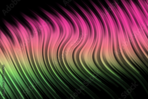 Vibrant abstract background with dynamic wavy neon lines blending pink, yellow, and green gradients on black.