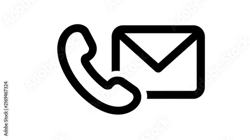 Black phone and email envelope icon for contact support