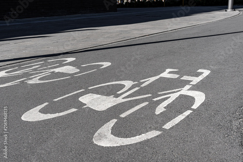 Urban Bike Lane with Painted Direction Arrows