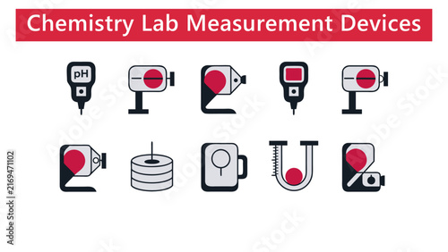 Chemistry Laboratory Measurement Equipment Vector Icon Set