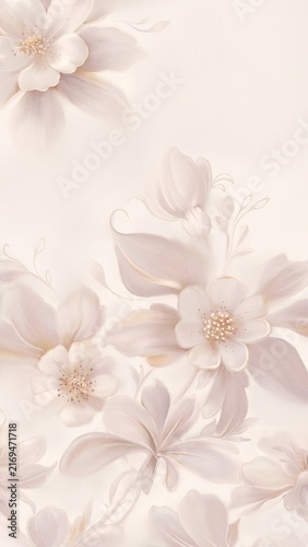 A drawing of flowers in a warm, light color and a blur on the paper