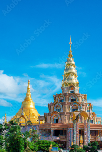 Canvastavla At Wat Phra That Pha Sorn Kaew, Khao Kho, Phetchabun, Thailand, the golden Shwedagon-style pagoda is located