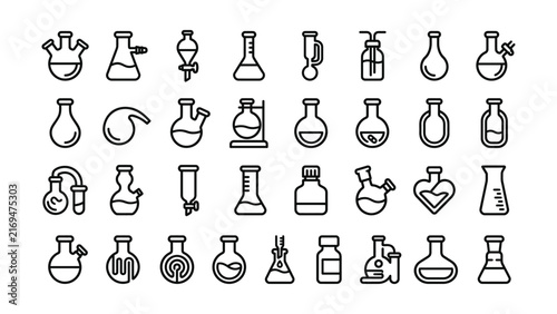 Картината върху платно Laboratory equipment icons for science and chemistry research