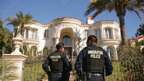 Immigration police officers in city